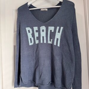 Beach V-Neck Sweater - Blue